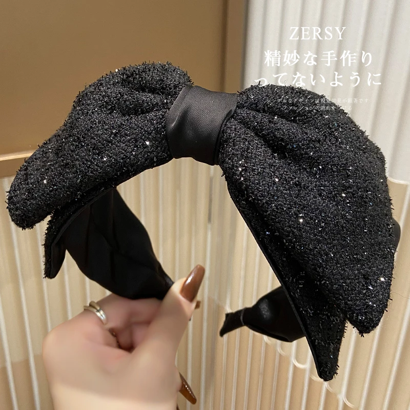 秋冬新款毛呢蝴蝶结发箍洋气时尚减龄显脸小压发头箍发卡发捆头饰