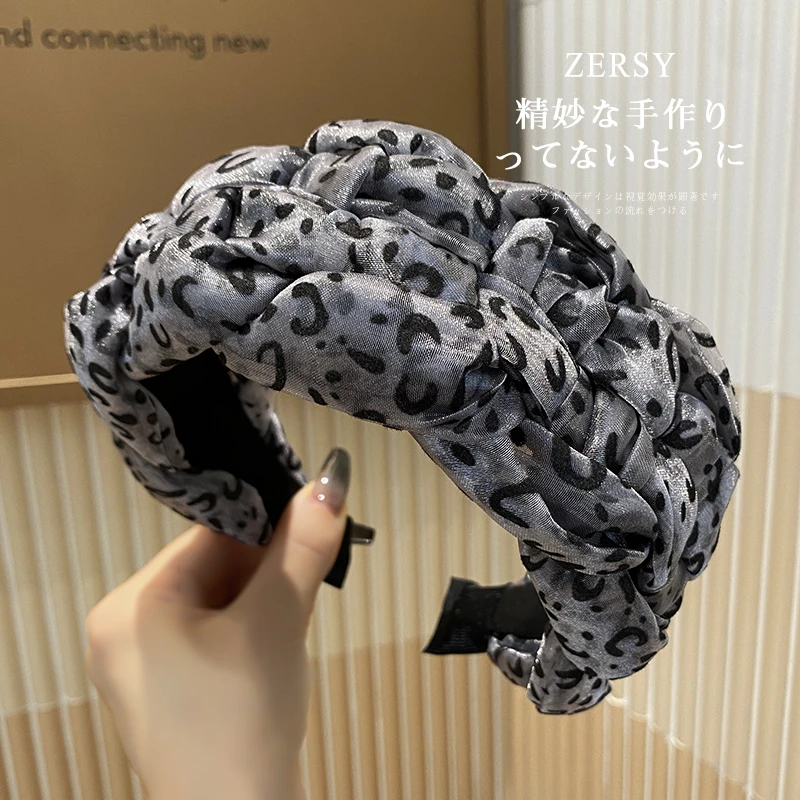 复古豹纹个性发箍女高级感洋气时尚高颅顶显脸小宽边头箍发捆发饰