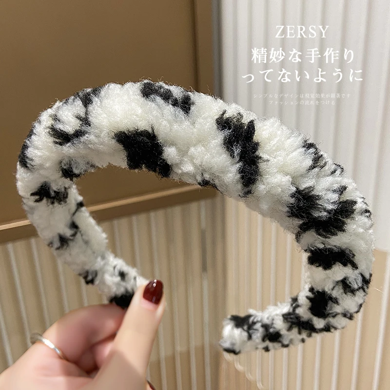 秋冬毛绒豹纹发箍女气质高颅顶洗脸压发头箍发捆发卡发卡发饰头饰