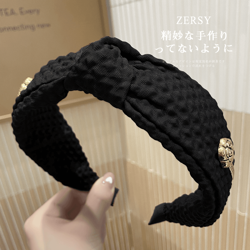 zersy/佐希 /网红高颅顶法式复古山茶花打结布艺头箍