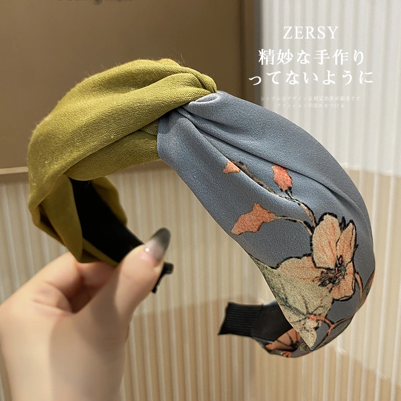 法式复古高级感交叉印花发箍女时尚洋气简约布艺洗脸压发头箍发饰