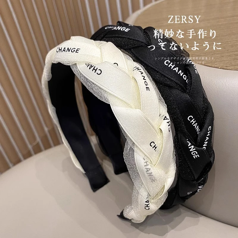 Zersy/佐希发箍女高级感夏日网红字母欧根纱麻花头箍