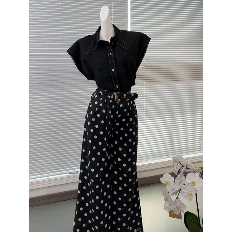 刘亦菲玫瑰的故事黄亦玫同款套装2025年新款气质衬衫阔腿裤两件套