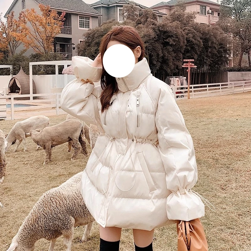 小香风白色中长款棉袄棉服女冬季高级感超好看收腰显瘦棉衣外套厚