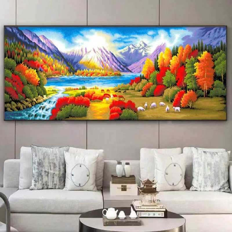 绣娘图2024新款线绣秋水伊人欧式风景画十字绣套件客厅办公室挂画