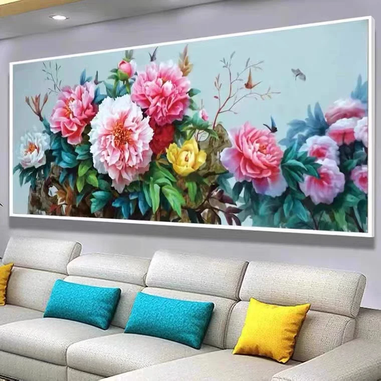 纯手工绣好的十字绣成品 沁香芳华牡丹花十字绣客富贵吉祥挂画