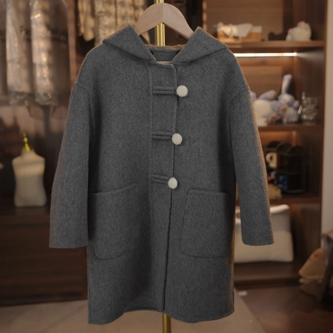 2024冬季新款女童大衣儿童双面绵羊毛外套 DY240930