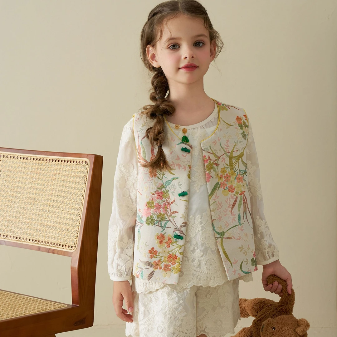 蕾丝套装 泡芙定制 春夏季外套春季女童裙子套装 DY240324