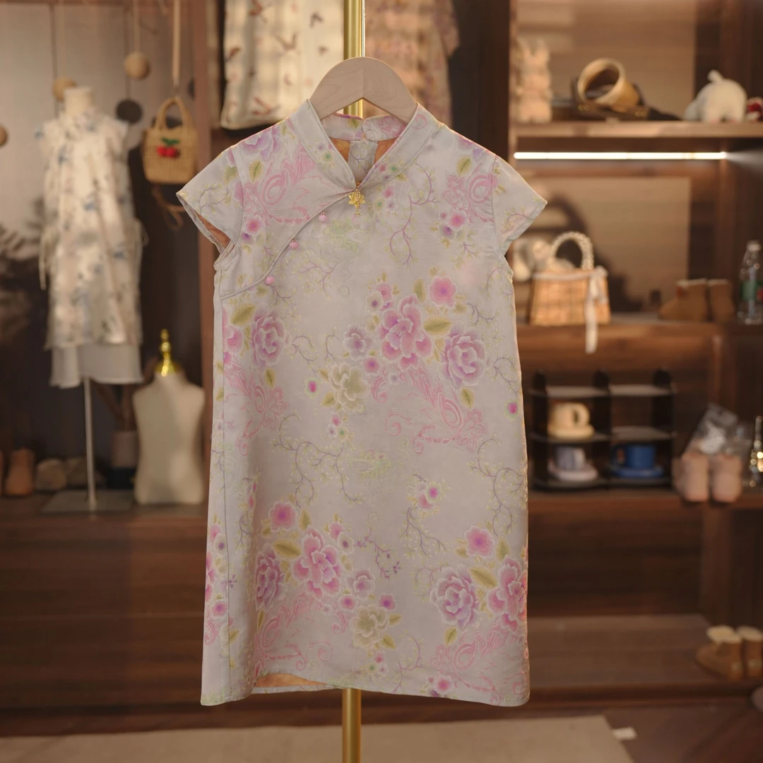 泡芙定制 夏季100人丝国风裙 复古女童夏季新中式 DY240546