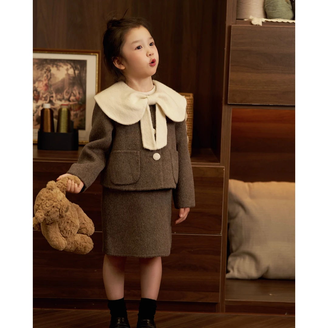 【醇香拿铁】DY230715 泡芙定制新款手工两件套双面大衣冬季套装