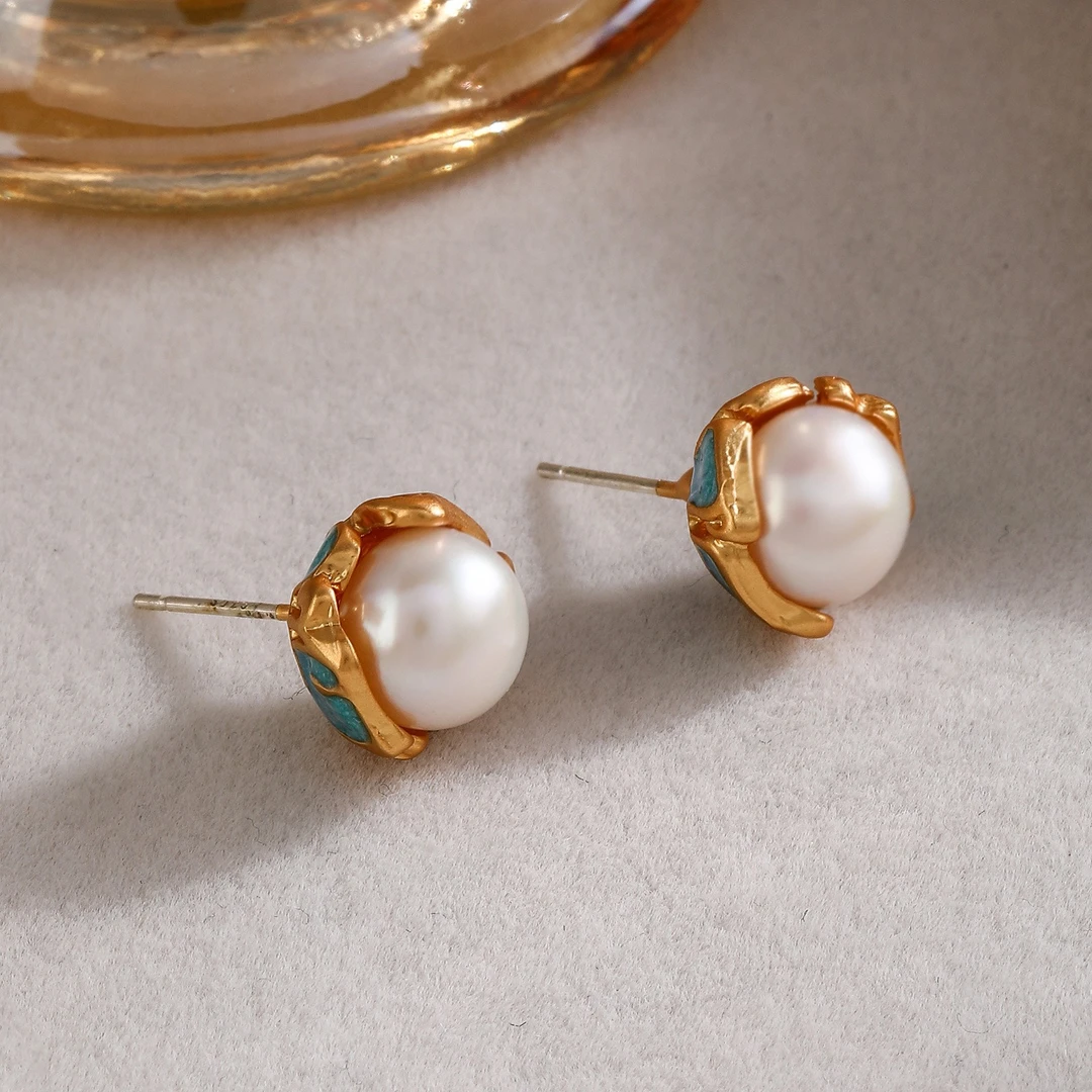 铜合金珐琅耳饰 【风染的蓝】时尚滴油耳钉高级感耳钉气质复古~8677