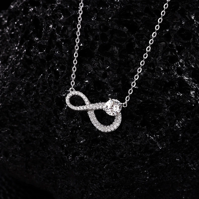 坠链均925银莫桑石 【莫比乌斯环】女士银子项链高奢精致~8639