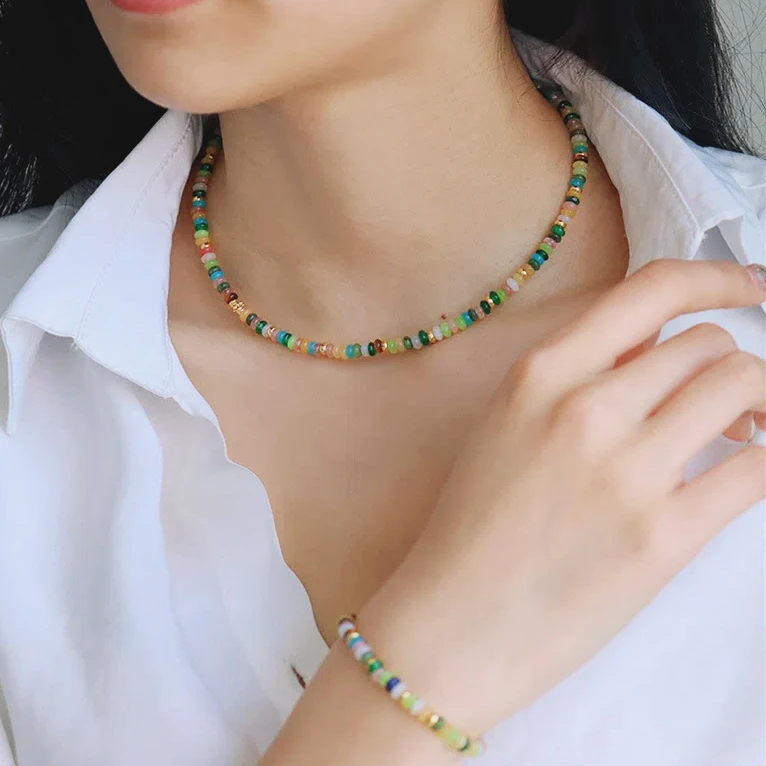 铜合金项链 铜项链【Freedom】欧美轻奢彩色算盘珠项链~8679