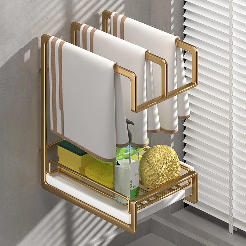 厨房置物架免打孔抹布置物架家用多功能收纳壁挂式海绵抹布沥水架