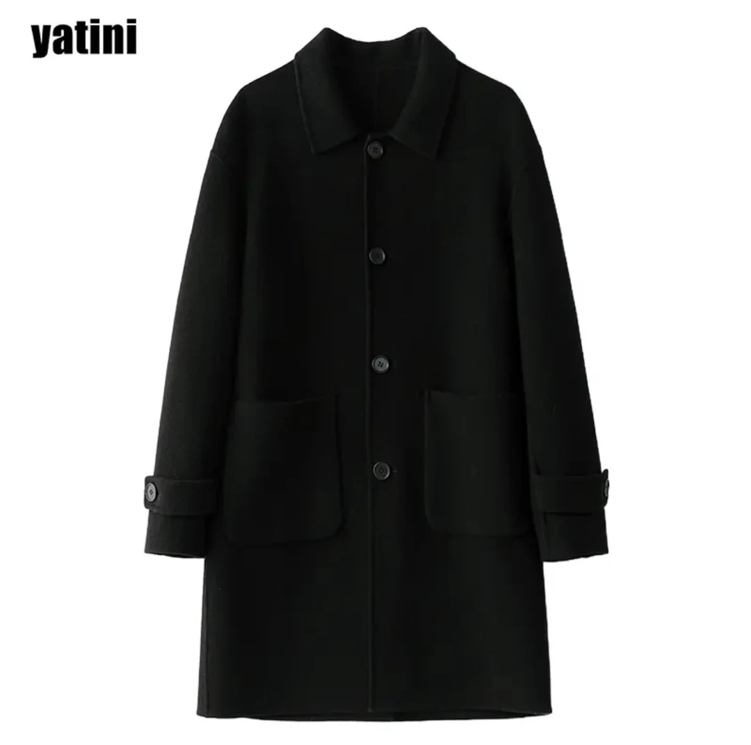 【yatini】秋冬男装羊毛大衣双面呢商务中长款外套毛呢SP17