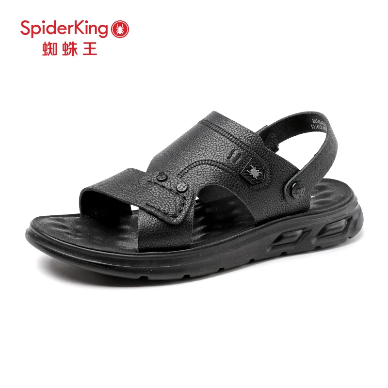 蜘蛛王沙滩凉鞋2024夏季新款时尚男凉鞋爸爸鞋中老年休闲舒适真皮