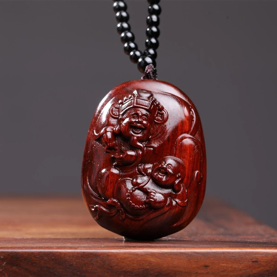 珍贵名木紫檀木精工手修雕刻【财迷】车挂件摆件手把件