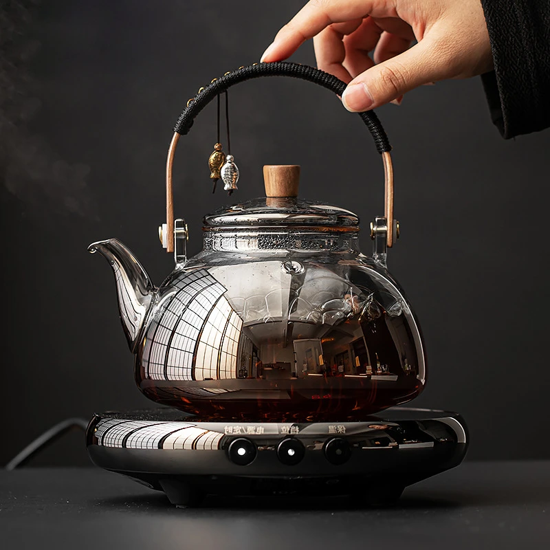 贝藕蒸茶壶提梁壶玻璃煮茶器办公室蒸煮两用煮茶壶单壶电陶炉专用