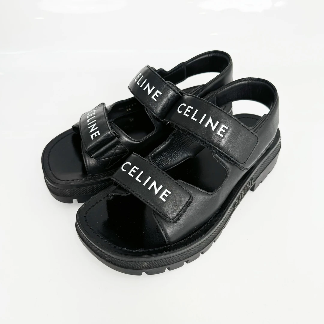 95新 Celine/思琳 36码/Celine/塞林 魔术贴凉鞋/98新/jm09140