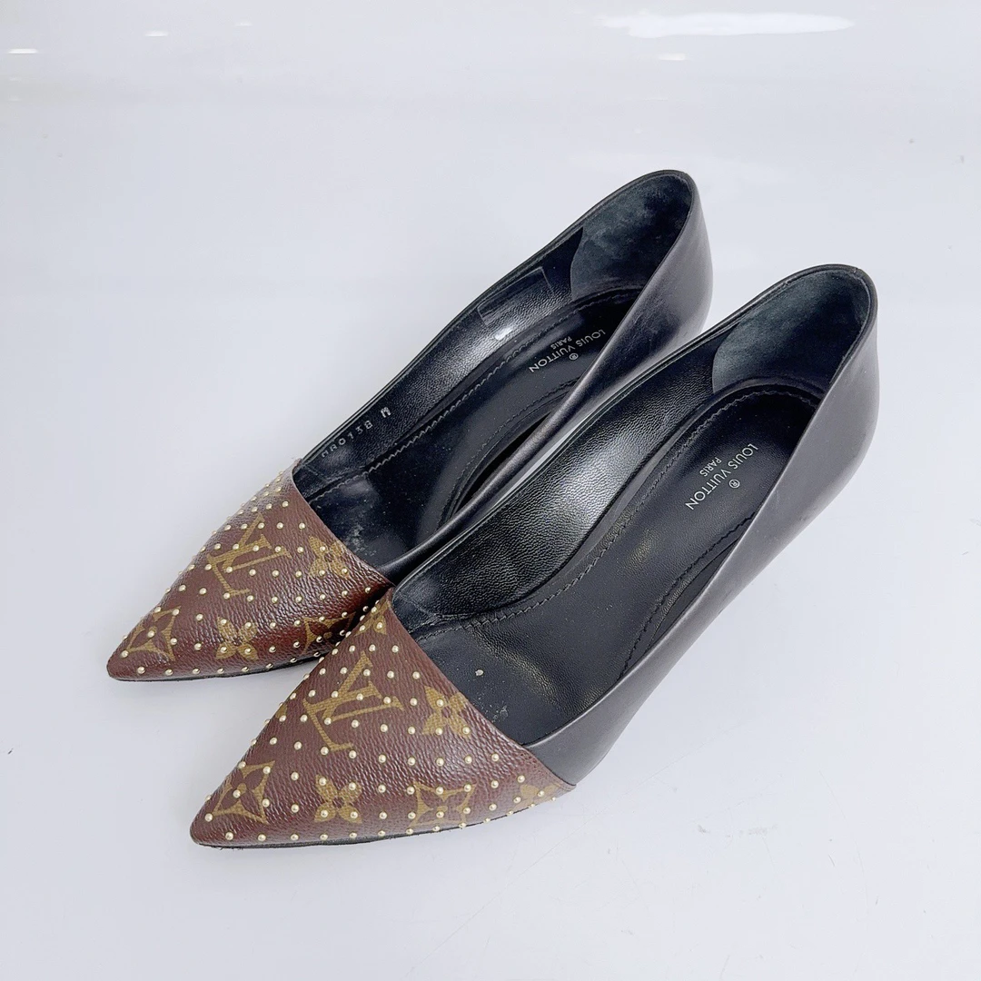 95新 LouisVuitton/路易威登 37码/LV/老花高跟鞋/98新/jm08164
