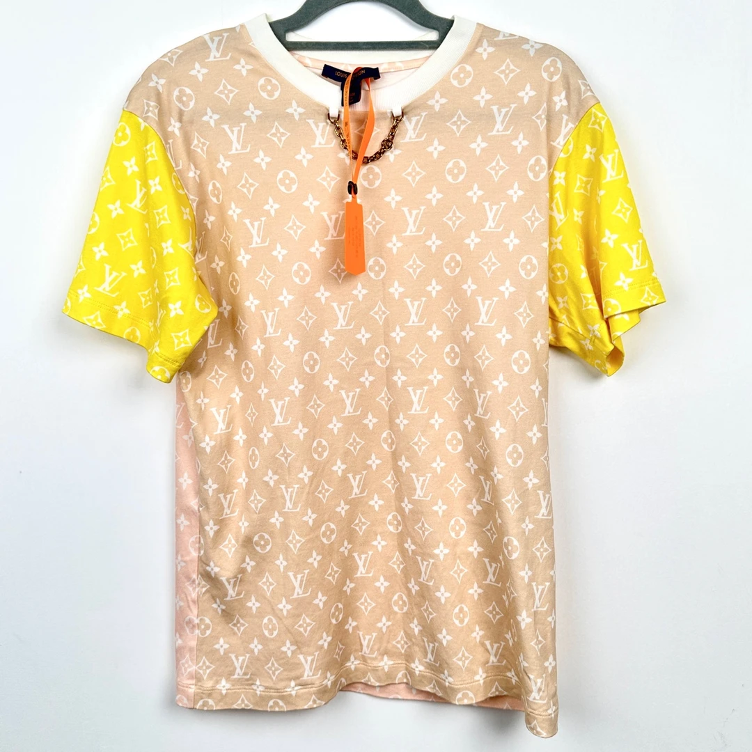 99新 LouisVuitton/路易威登 s码/lv拼色满印短袖/99新/jm09082
