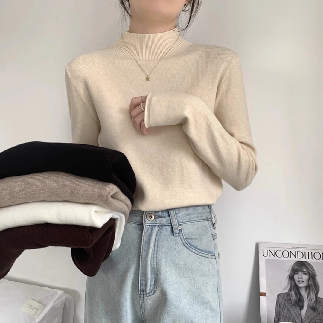 半高领毛衣打底秋冬修身显瘦内搭针织衫纯色洋气新款长袖百搭上衣