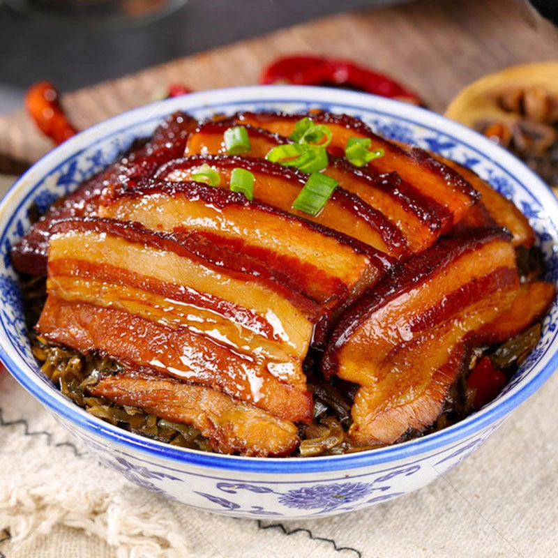 爆款虎皮方便梅菜扣肉碗装500g熟食卤肉下酒菜微波加热即食预制菜