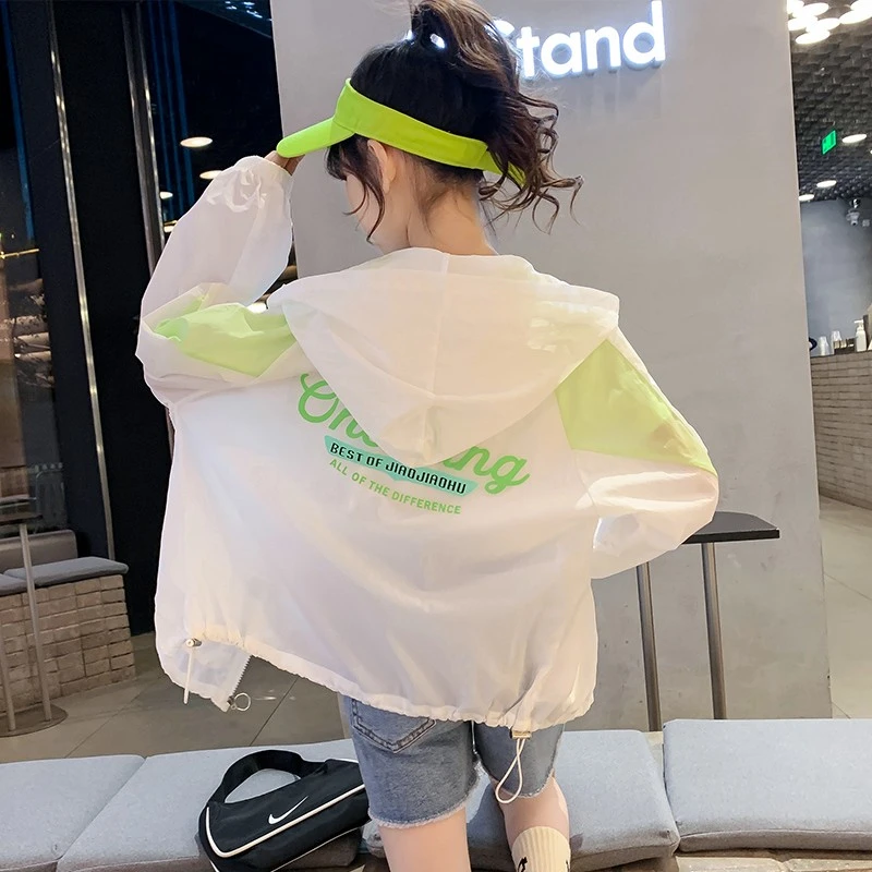 女童连帽防晒衣夏季透气薄款洋气2025新款儿童开衫防紫外线防晒衣