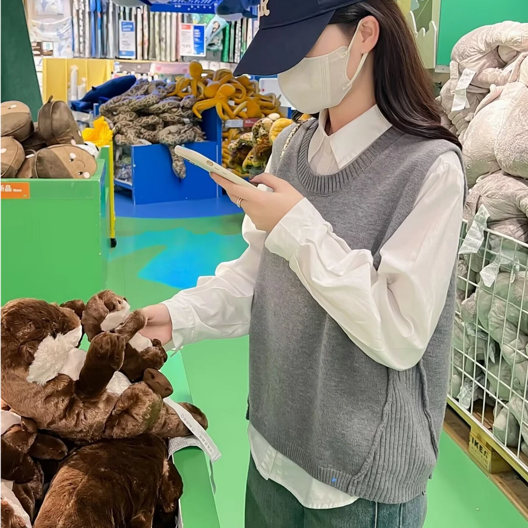 韩版百搭宽松显瘦针织衫马甲时尚毛衣背心