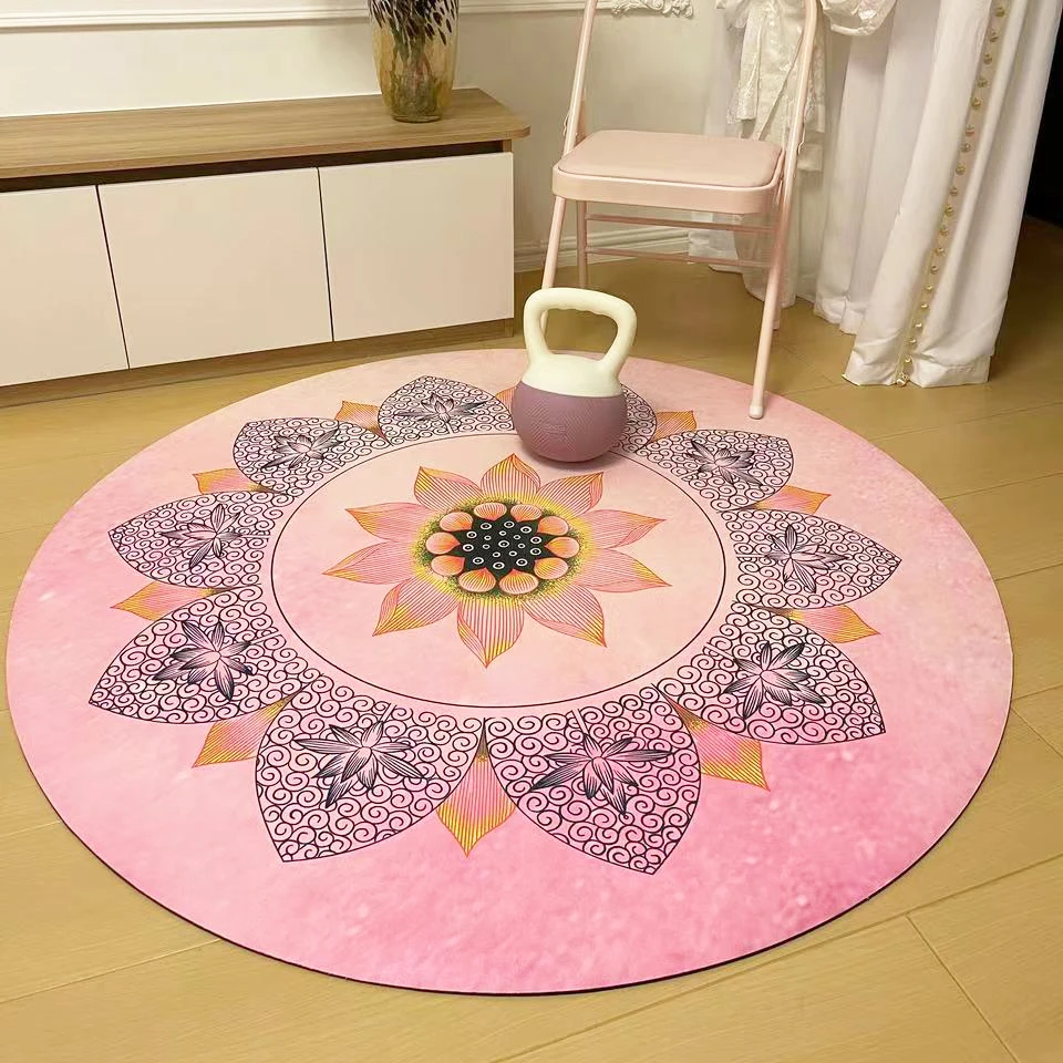 圆形方形跳舞跳绳瑜伽隔音减震天然橡胶麂皮绒家用防滑瑜伽垫健身