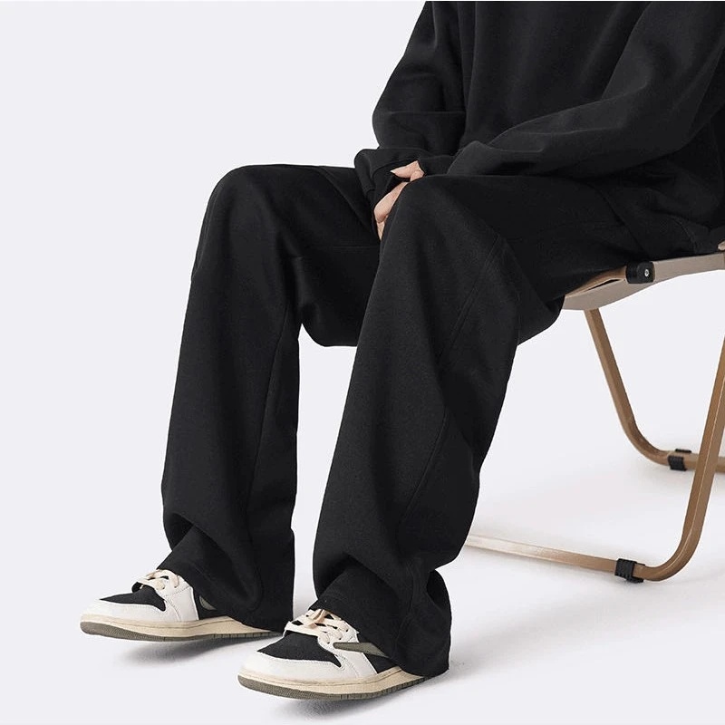 秋冬高街潮流垂感卫裤宽松直筒韩版裤子纯色百搭运动休闲裤ins058