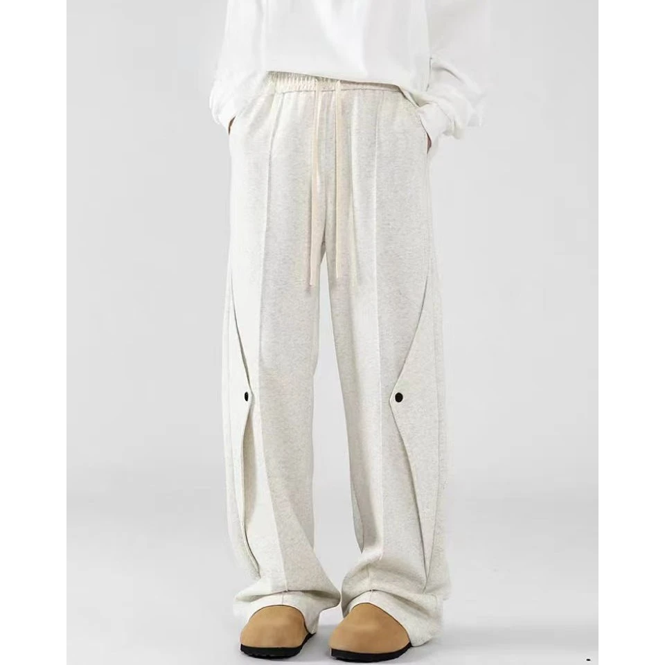 美式高街直筒卫裤男宽松设计感拖地裤垂感百搭运动休闲裤秋冬336