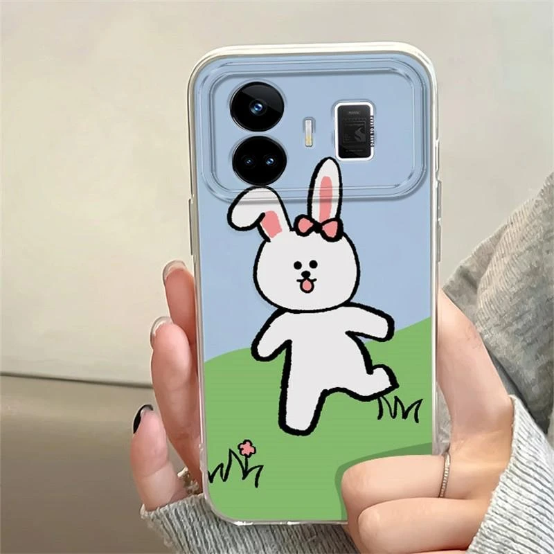 opporealmegtneo5可爱卡通小熊兔子手机壳新款趣味透明女款全包防