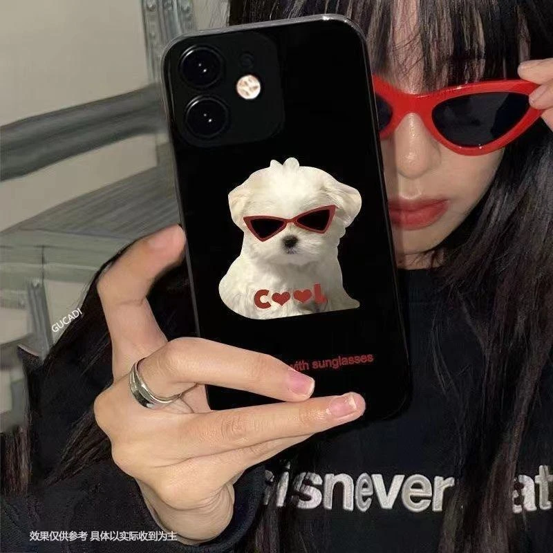 韩国ins小众搞怪墨镜小狗vivoiqoo11proiqoo11siqooneo8pro手机壳