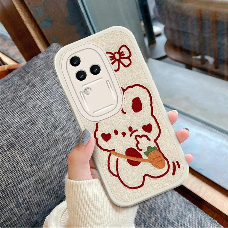vivos18手机壳女新款小羊皮新年款全包防摔硅胶套脸兔