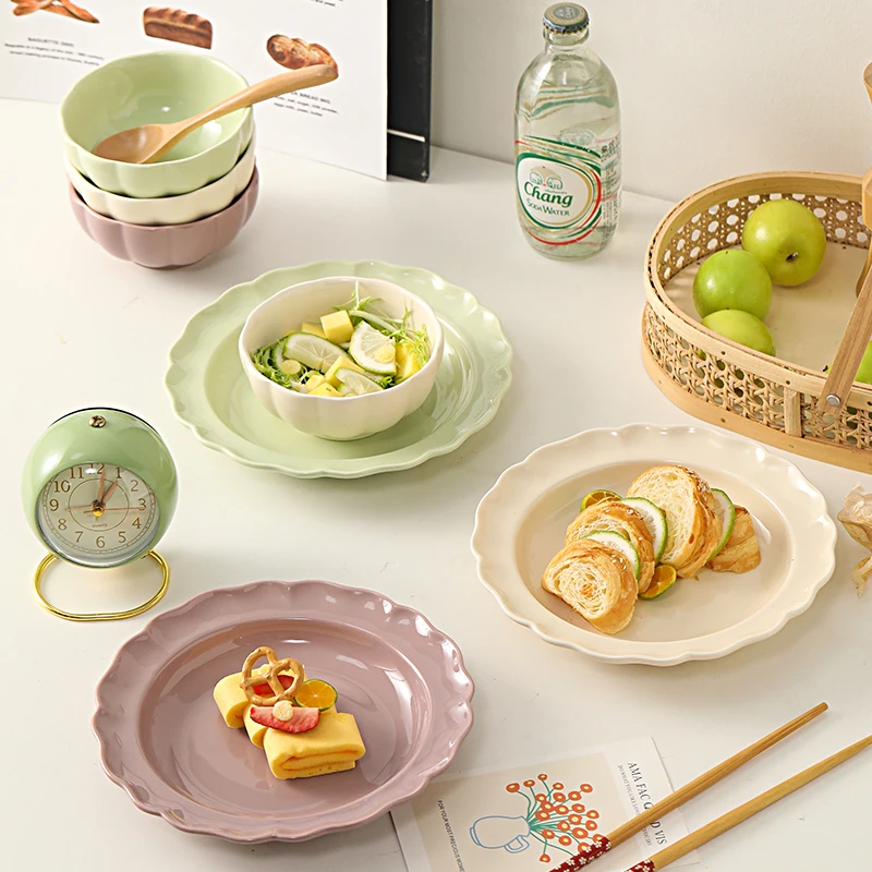 ins马卡龙盘子甜品盘沙拉盘水果盘菜盘面盘家用盘子ins高颜值
