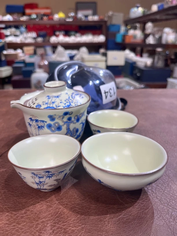 134陶栖岁寒三友一壶三杯旅行茶具