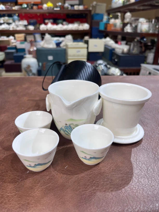 352独坐敬亭山一壶三杯旅行茶具“众鸟高飞尽，孤云独去闲”