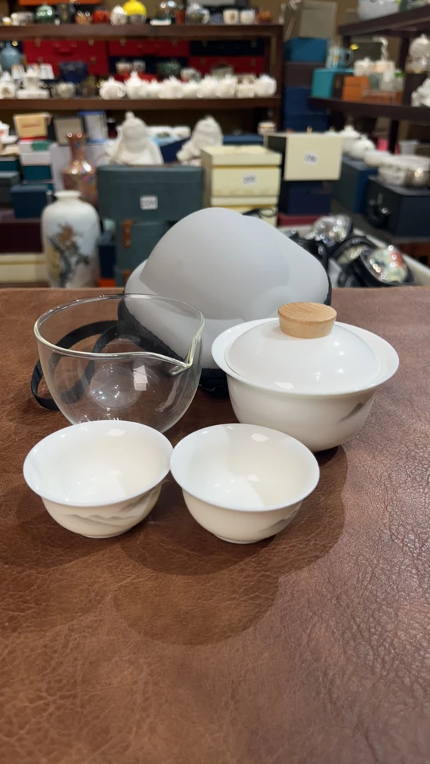 山水盖碗旅行茶具一壶二杯196