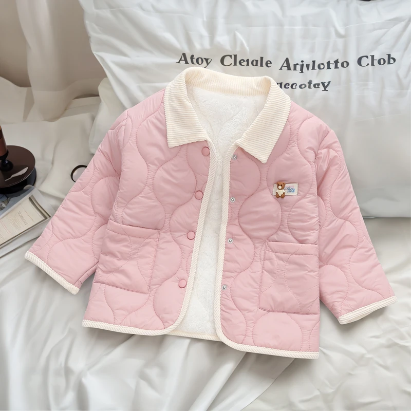 女童外套2025秋冬新款儿童韩版加厚棉服洋气宝宝加绒夹棉内胆棉衣