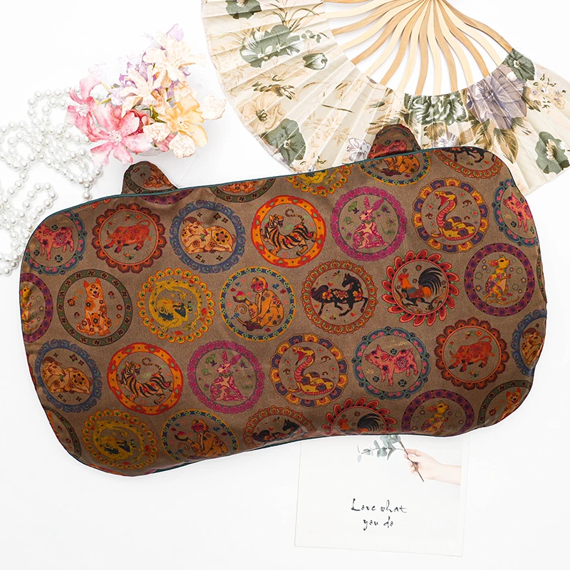 儿童宝宝枕头香云纱真丝桑蚕丝单人可爱透气中式款兔耳朵荞麦枕