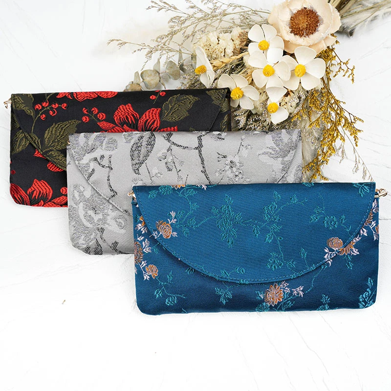 横版香云纱斜挎包桑蚕丝手机包国风包真丝高档单肩包复古长款