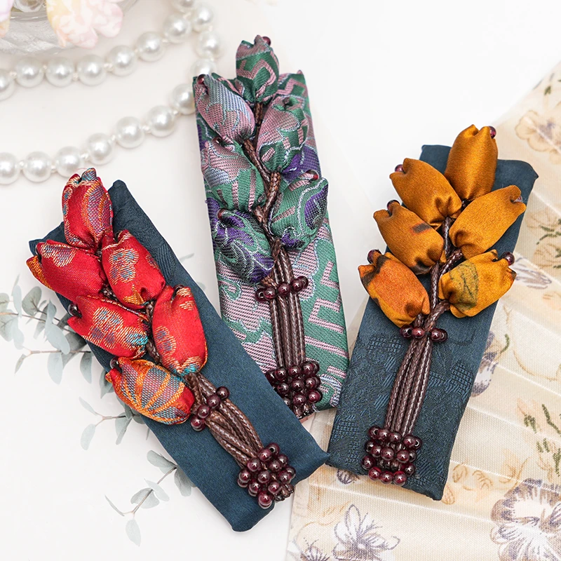 宋锦【郁金香】香云纱桑蚕丝发夹刘海夹重工手工百搭头饰发卡民族风