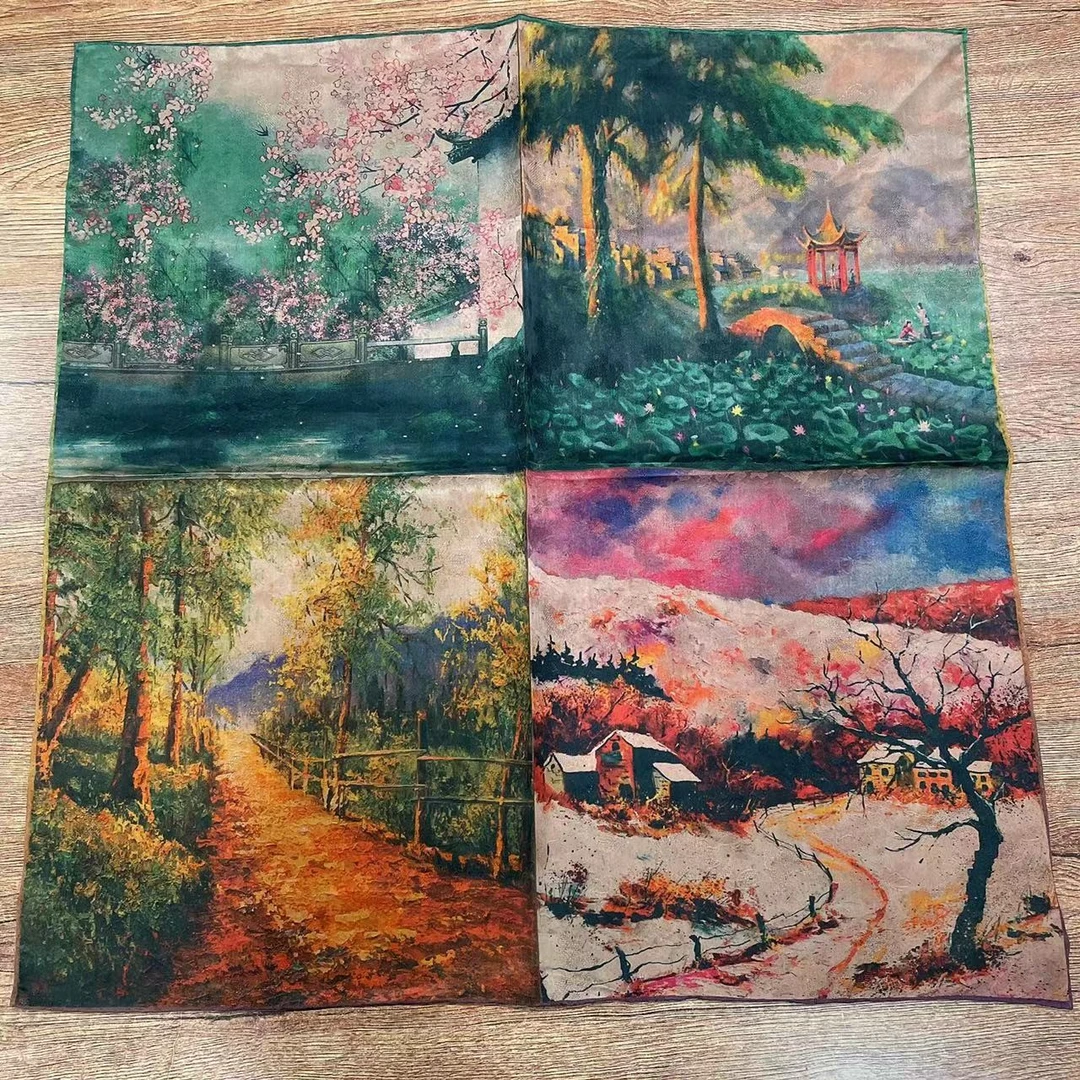 【春夏秋冬】65*65系列香云纱桑蚕丝披肩丝巾气质高级感围巾中国风