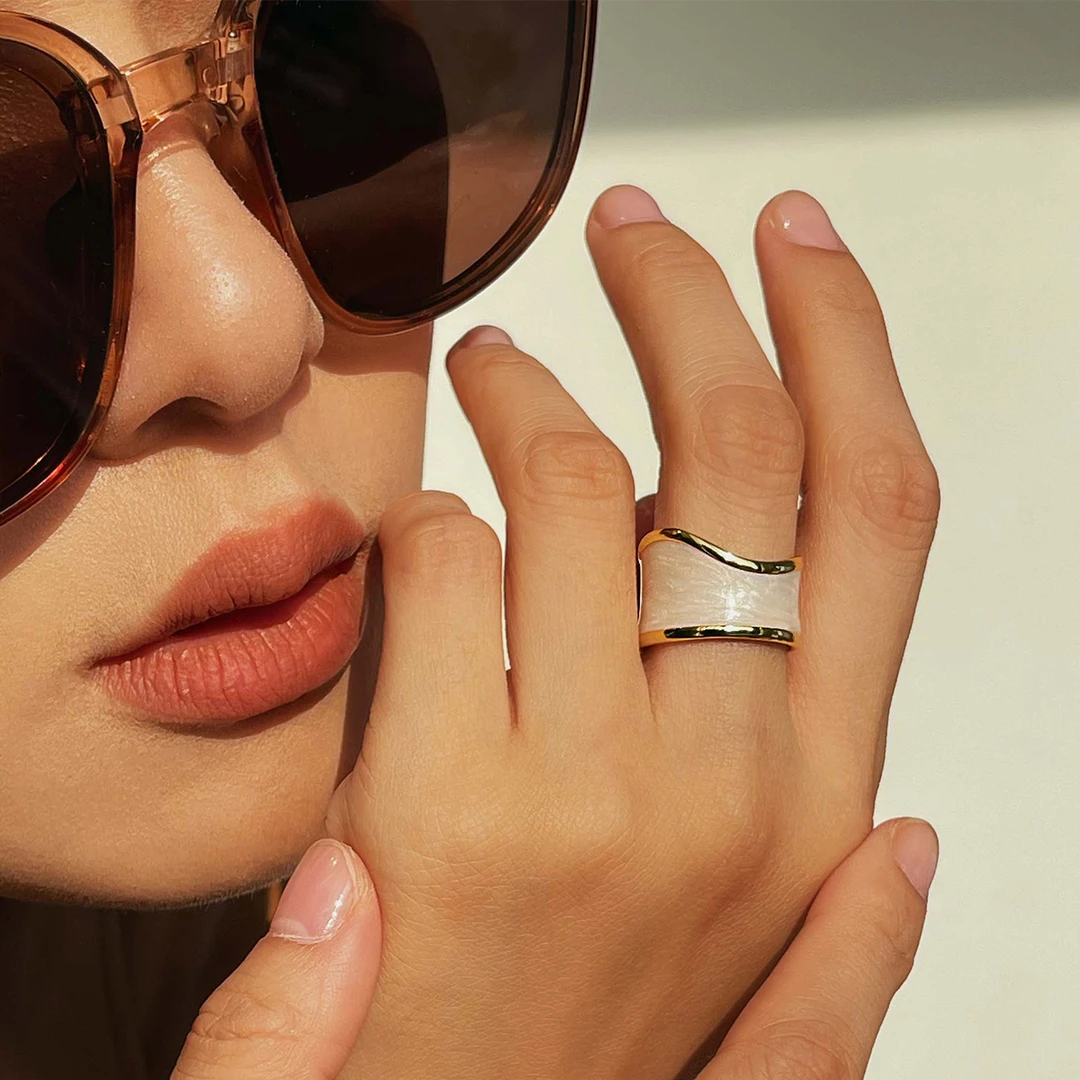 925银戒指 【流金岁月】【可儿专享】滴油开口戒简约轻奢戒气质百搭