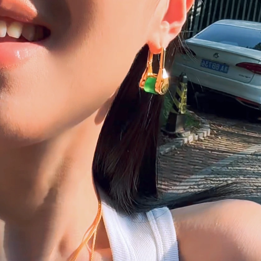 925银耳饰 耳环女2025年新款锁头设计轻奢高级感小众耳钉耳饰原创