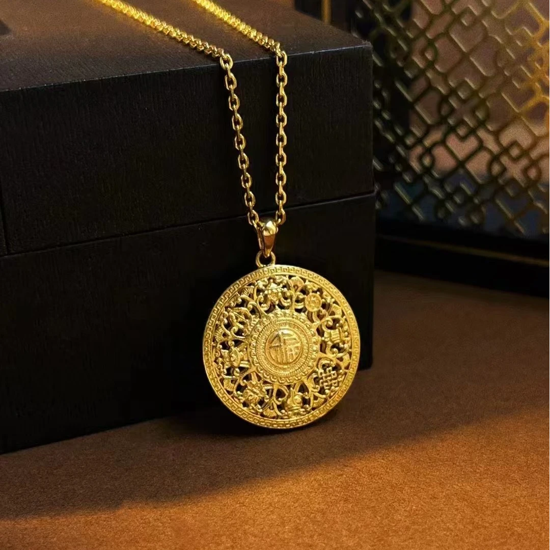 坠链均925银 罗盘项链K金工艺轻奢复古中古款百搭气质女王毛衣链