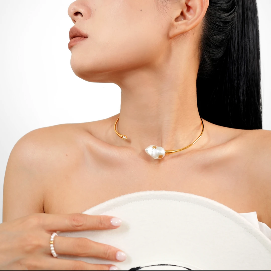 925银银制品 复古项圈气质轻奢时尚法式简约设计金色小众精美日常