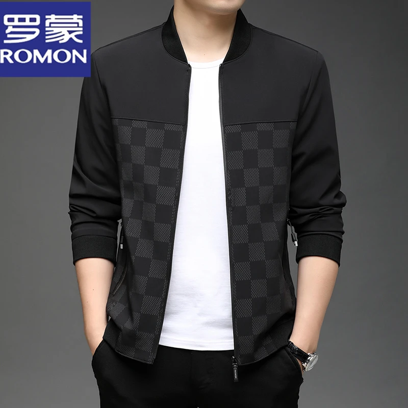 罗蒙男士2024春秋季新款棒球领潮流休闲夹克衫薄款春装上衣外套男