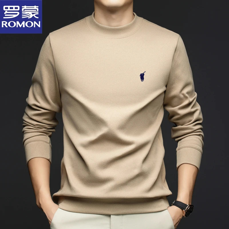 罗蒙德绒打底衫男士秋冬加厚保暖上衣双面绒圆领卫衣内搭长袖t恤